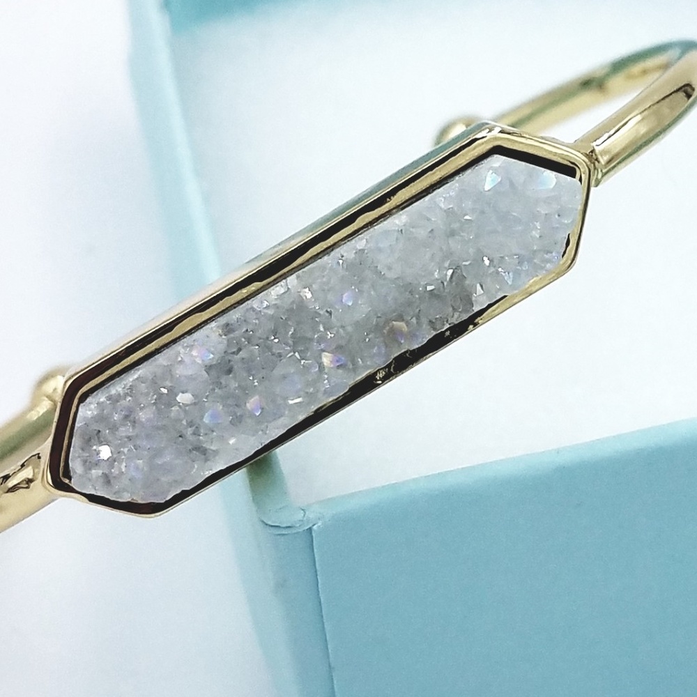 Druzy Natural Stone bracelet Open cuff bangle - Picture 2 of 7